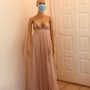Metallic sequin & tulle Maxi dress Medium
